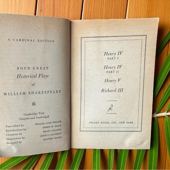 Vintage 1954 Four Great Historical Plays – William Shakespeare | Cardinal - Picture 6 of 10